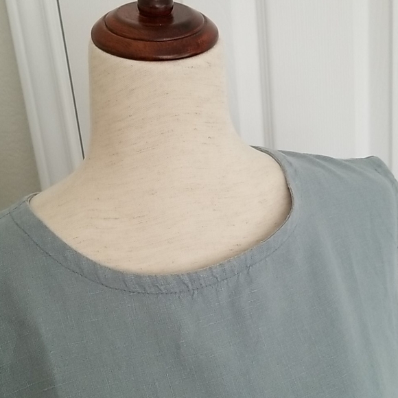 EUC - Light Blue "Mint Gray" Linen Smock Dress - Picture 5 of 11